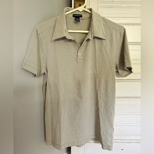 Club Monaco Men's Striped Polo Shirt - Black and White